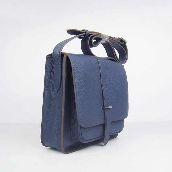 7A Hermes Togo Leather Messenger Bag Blue h2811 Replica - Click Image to Close